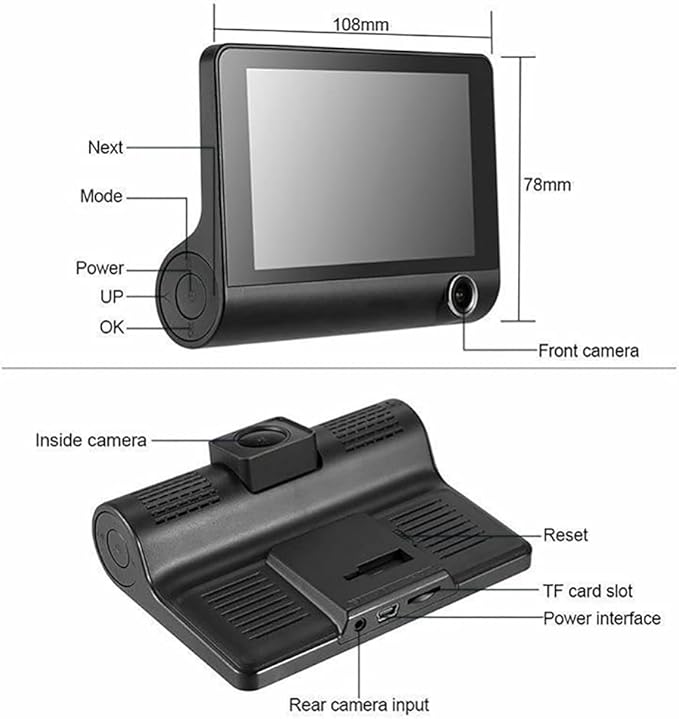 Dash Cam, Dash Cam Front and Rear, 4 inch Dash Camera for Cars, 1080P, 170° Wide Angle, Night Vision WDR G-Sensor Parking Monitor Loop Recording Motion Detector