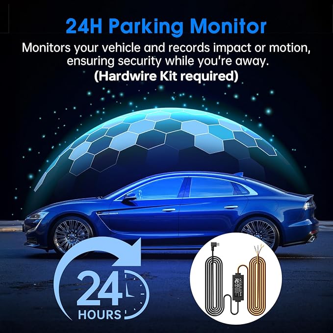 Dash Cam Front and Rear, 2.5K /1080P QHD Dual Dash Camera for Cars, Super Night Vision Dashcam, Loop Recording, 3.39” IPS, 64GB Card Included, 160° Wide Angle, Parking Mode - Black Pro