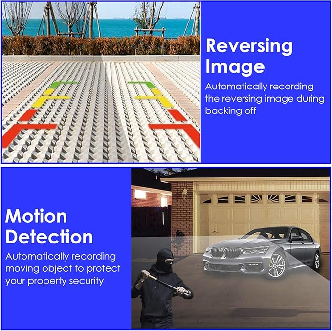 Car Dash Cam 3 Channels WiFi FUD 1080P Front Rear Inside Dash Camera with Loop Recording Reversing Visual Night Vision WDR 170° Wide Angle with 64G Card Max for Car Parking