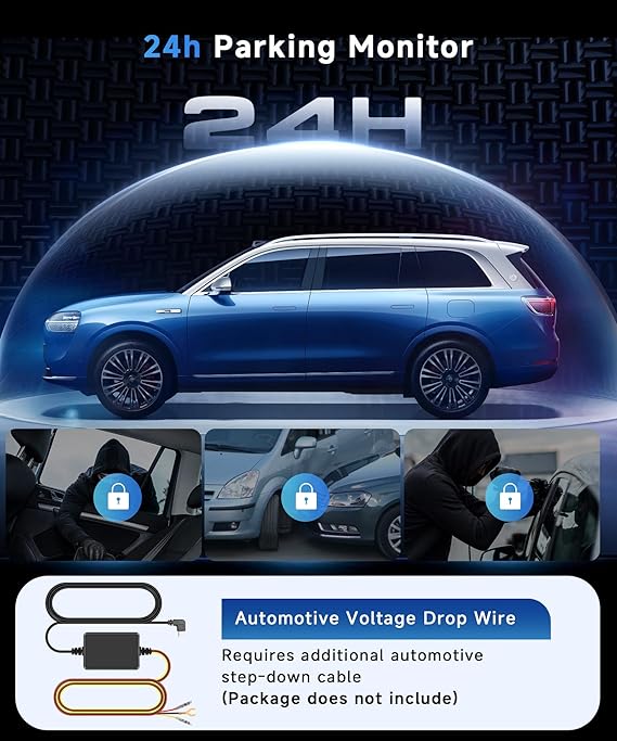 360° Dash Cam Front and Rear Inside Left Right, 4 Channel FHD 1080P Dash Cam for Cars, 3 Inch IPS Dashcams with Night Vision, Loop Recording, 24H Parking Mode Monitor, Reverse View