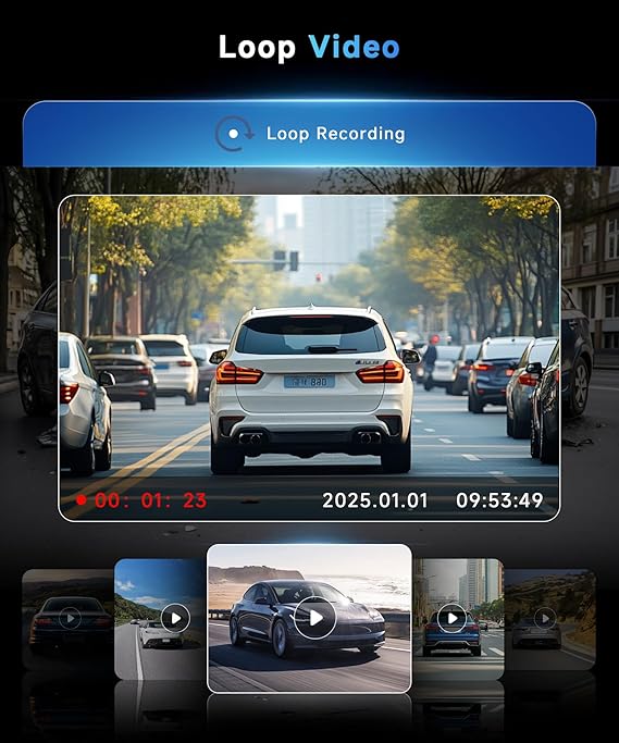 360° Dash Cam Front and Rear Inside Left Right, 4 Channel FHD 1080P Dash Cam for Cars, 3 Inch IPS Dashcams with Night Vision, Loop Recording, 24H Parking Mode Monitor, Reverse View